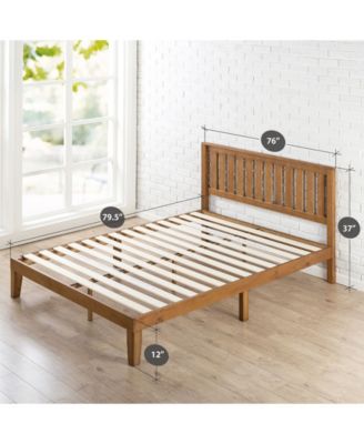 Zinus Alexia 12" Wood Platform Bed With Headboard, Rustic Pine Finish ...