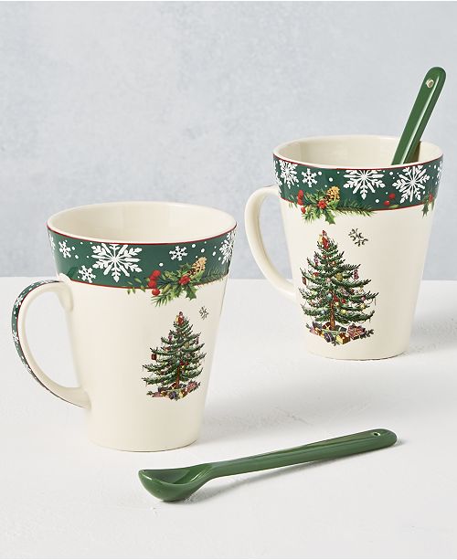 Spode Christmas Tree 2019 Annual 4Pc. Mug & Spoon Set, Created for
