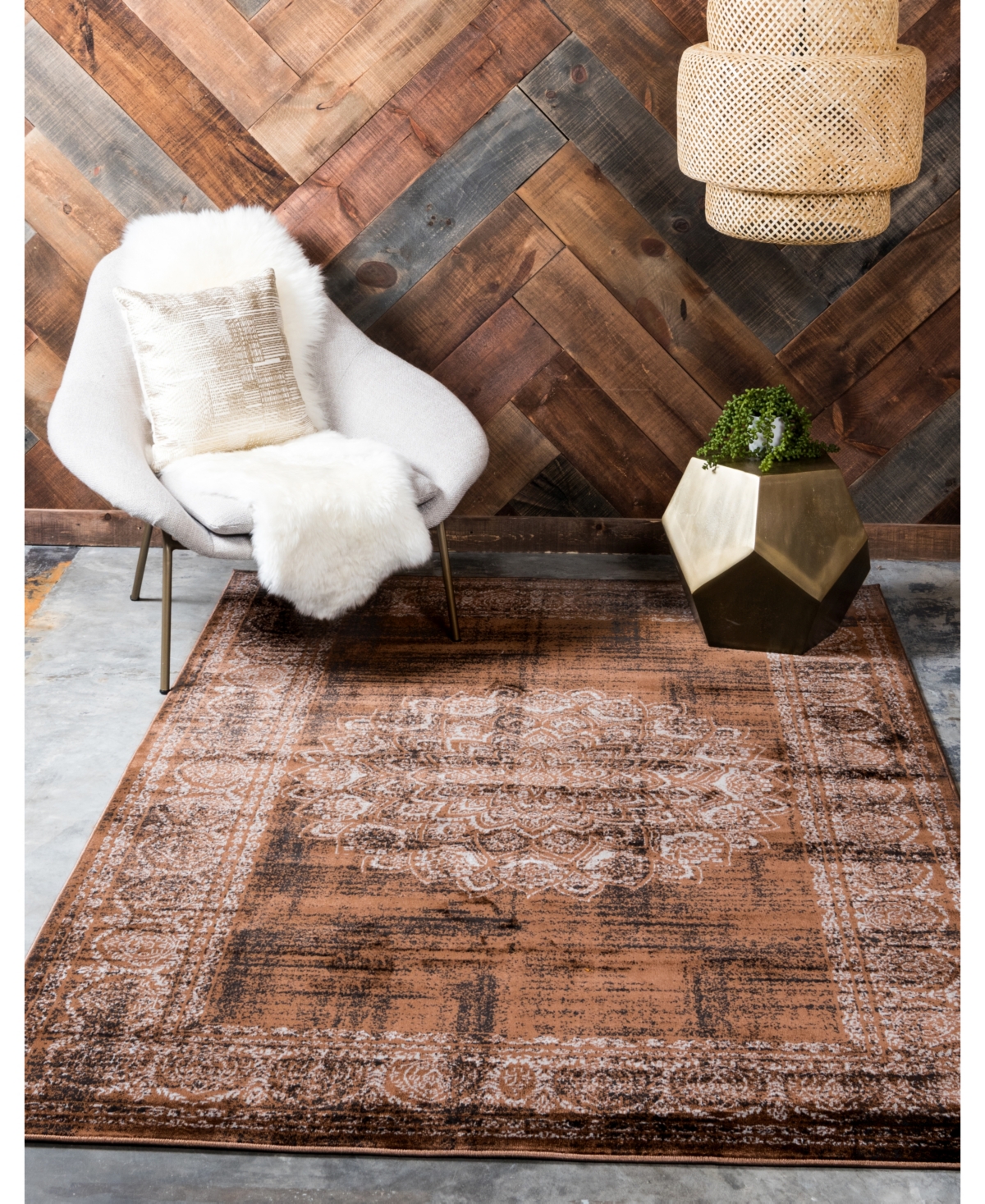 Bayshore Home Linport Lin5Brown Area Rug - Chocolate