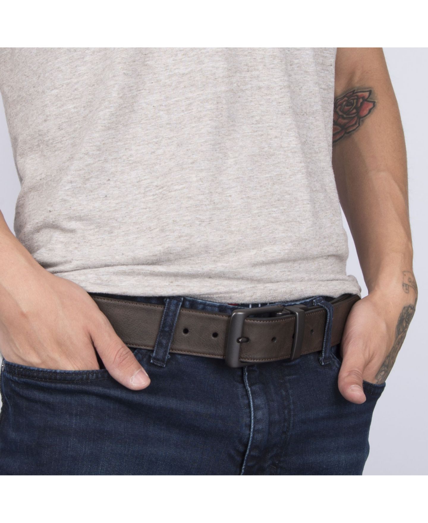 Мужской ремень Levi's Reversible Casual Belt, цвет: Коричневый / Чёрный — фото 5