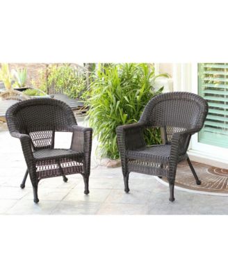 Jeco - Espresso Wicker Chair - Set of 2