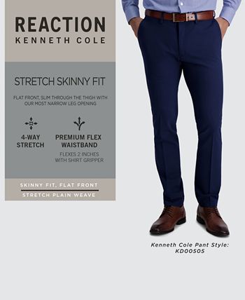 Kenneth Cole Reaction - Men's Gabardine Skinny/Extra-Slim Fit Performance Stretch Flat-Front Dress Pants