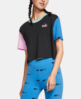 Nike - Cotton Colorblocked Cropped T-Shirt