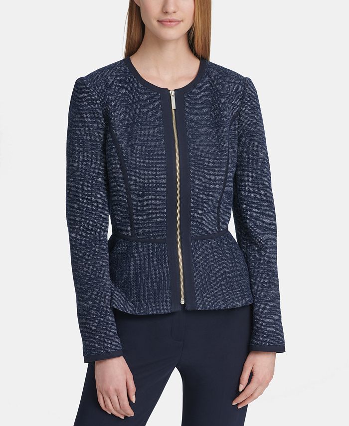 DKNY ZipFront Contrast Jacket Macy's