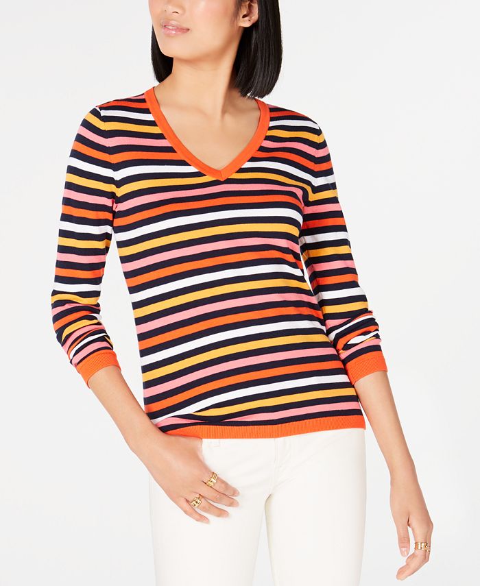 Tommy Hilfiger Cotton Striped Sweater, Created for Macy's & Reviews ...