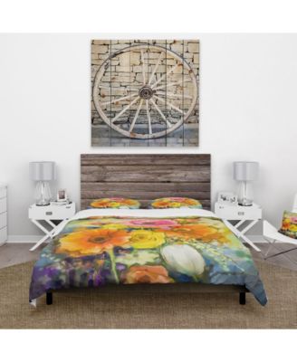 Design Art Designart Pink Yellow Red Modern Lakehouse Tulips