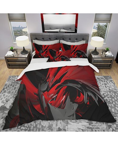 Red And Grey Mixer Modern And Contemporary Duvet Cover Set