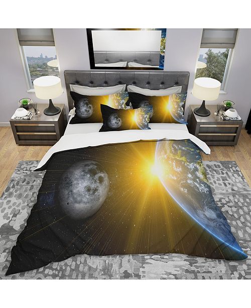 Sun Moon And Earth Modern And Contemporary Duvet Cover Set