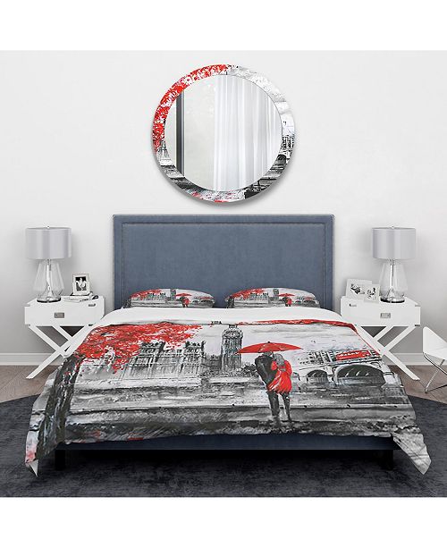 Design Art Designart Couples Walking In Paris London Uk Duvet