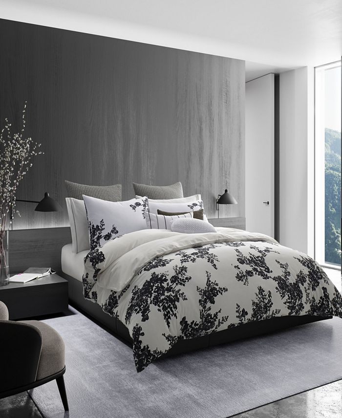 Vera Wang Ink Botanical Duvet Cover, King Macy's