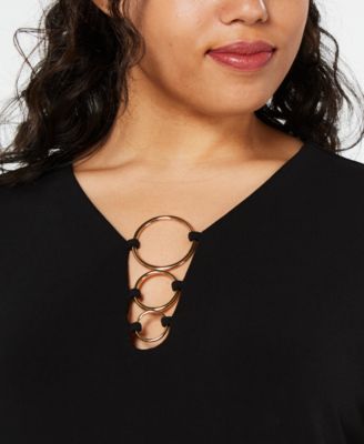 INC International Concepts INC Plus Size Lace-Up Top, Created for Macy's 