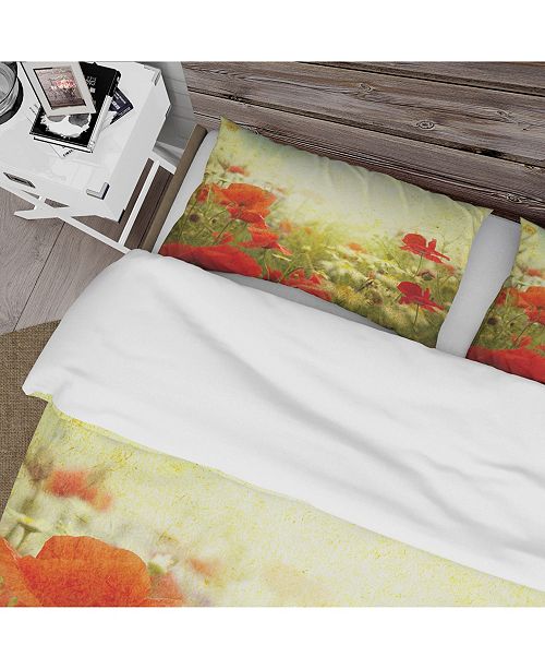 Design Art Designart Grunge Background With Red Poppies Country