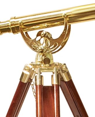 Barska 18x50mm Anchormaster Classic Brass Telescope with Mahogany Floor Tripod