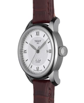 Women's Swiss Automatic Le Locle Brown Leather Strap Watch 29mm