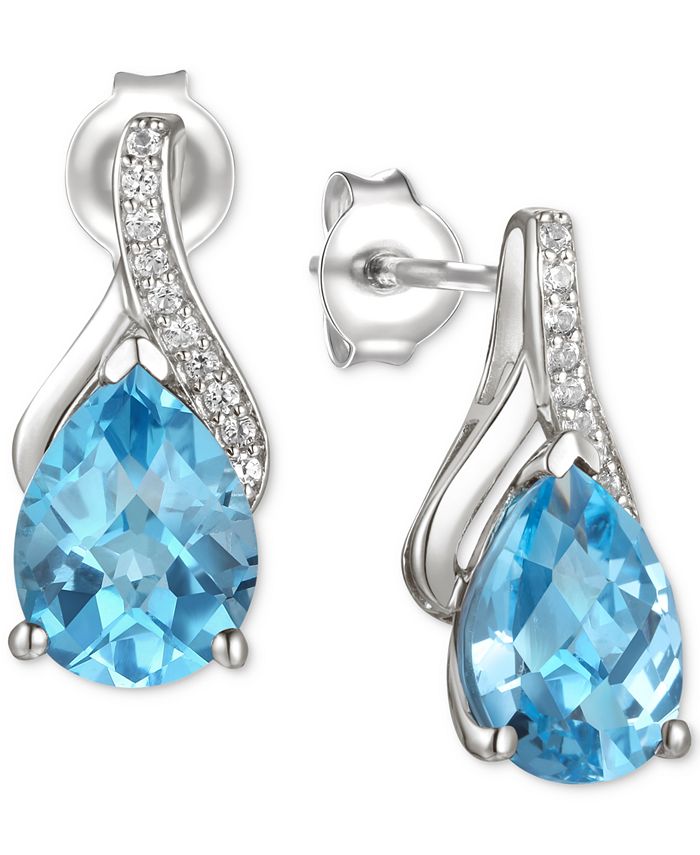 Macy s Blue Topaz 2 1 2 ct. t.w. Diamond Accent Drop Earrings