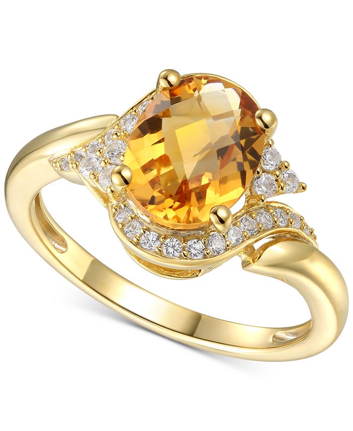 Macy's Citrine (1-5/8 ct. t.w.) & Diamond (1/5 ct. t.w.) in 14k Gold ...