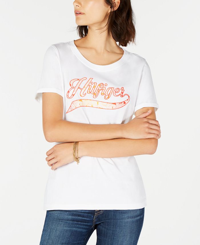 Tommy Hilfiger Embroidered Cotton Logo T-Shirt, Created for Macy's ...