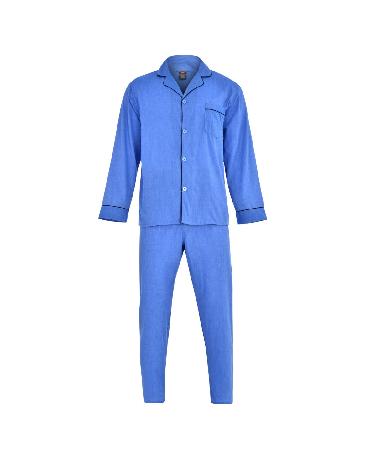Hanes Men's Big and Tall Cvc Broadcloth Pajama Set - Blue Plaid