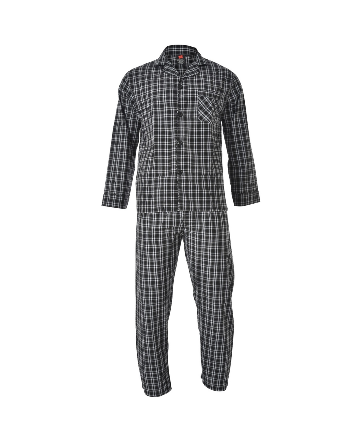 Hanes Men's Big and Tall Cvc Broadcloth Pajama Set - Blue Plaid