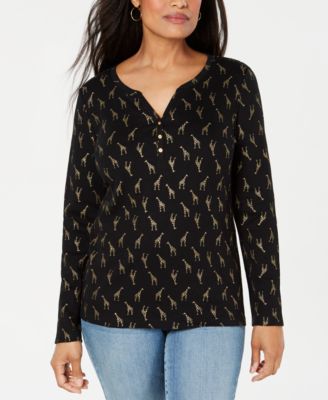 Karen Scott - Giraffe-Print Henley Top