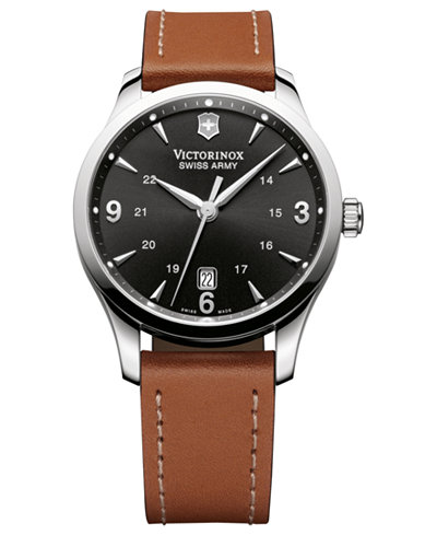 Victorinox Swiss Army Watch, Men's Swiss Alliance Brown Leather Strap 40mm 241475