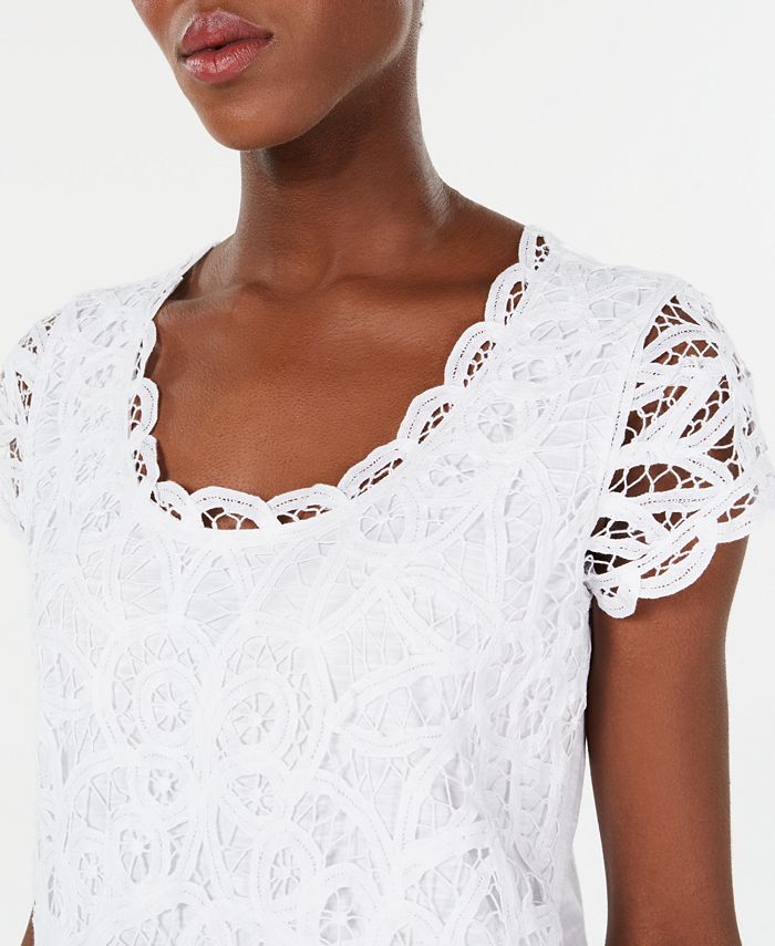 INC International Concepts INC Petite Cotton Lace Top, Created for Macy ...