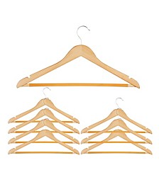 Suit Hangers, 6 Piece Set Contoured with Locking Bars 