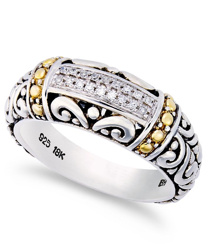 EFFY Collection - Diamond Accent Round Swirl Ring in 18k Gold and Sterling Silver