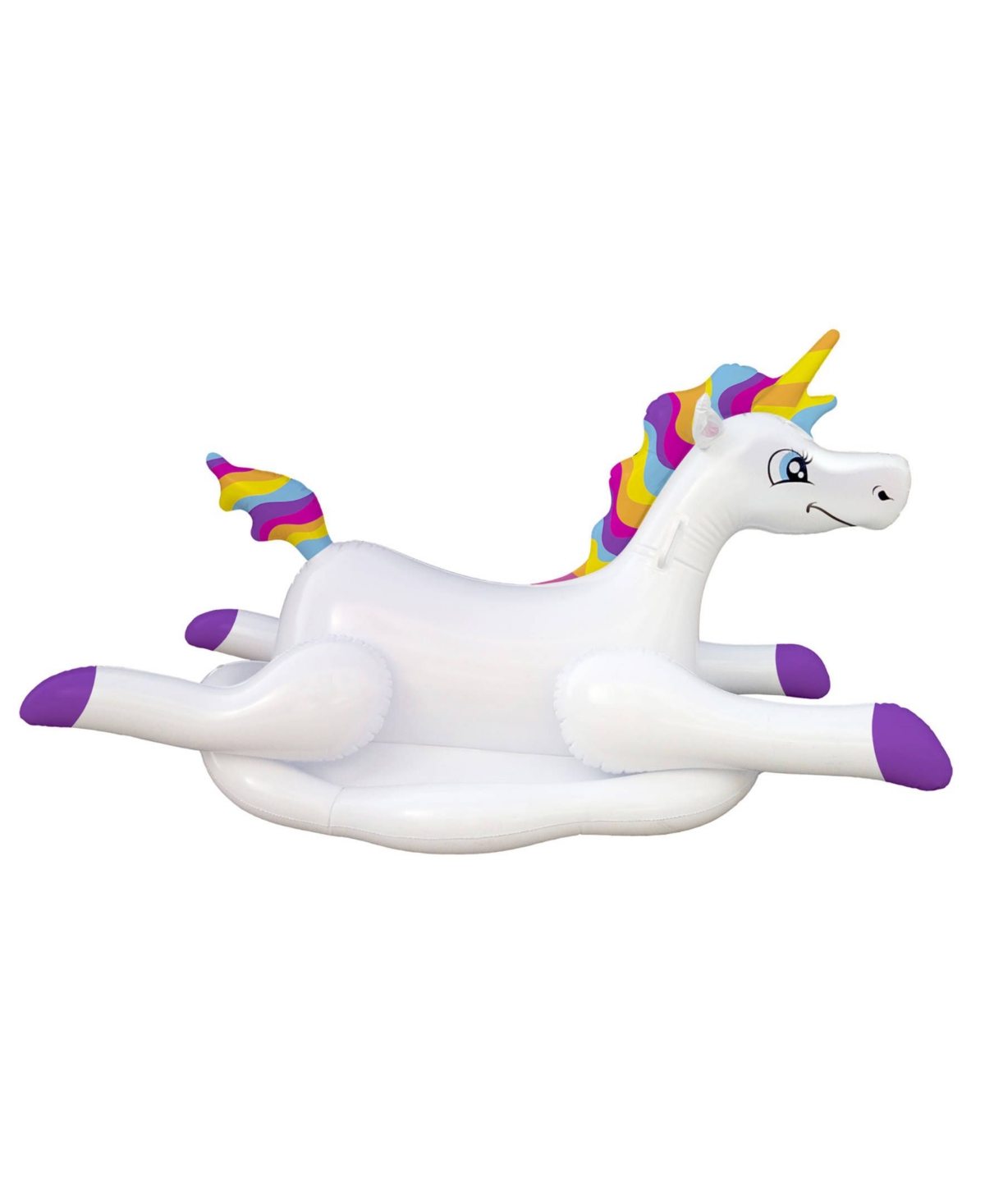 Sports Cloud Rider Rainbow Unicorn Inflatable Ride-On Swimming Pool Float - White