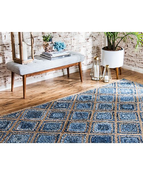 Bridgeport Home Braided Square Bsq6 Blue 4' x 6' Area Rug & Reviews