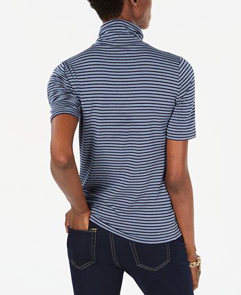 Striped short sleeve turtleneck clearance
