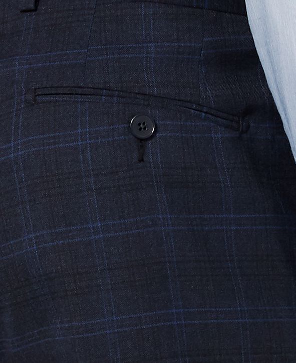 Calvin Klein Men's X SlimFit Stretch Navy Plaid Suit Separate Pants