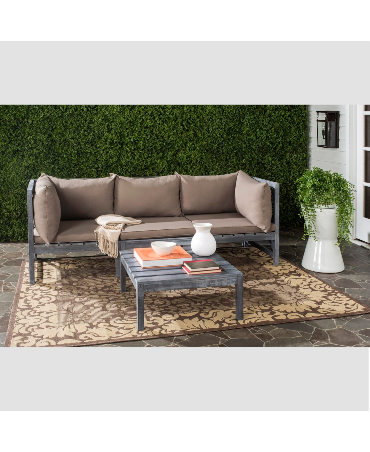 Safavieh Lynwood Modular Outdoor Sectional In Teak Brown,taupe