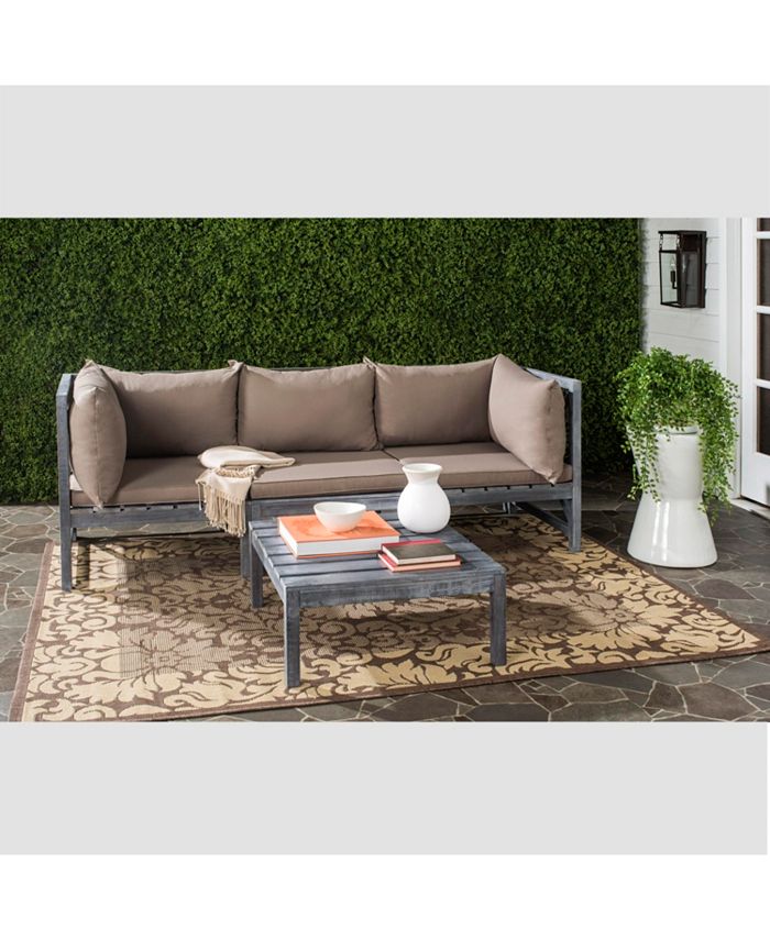 Safavieh - Pieter 4-Pc. Outdoor Sectional with Coffee Table, Quick Ship