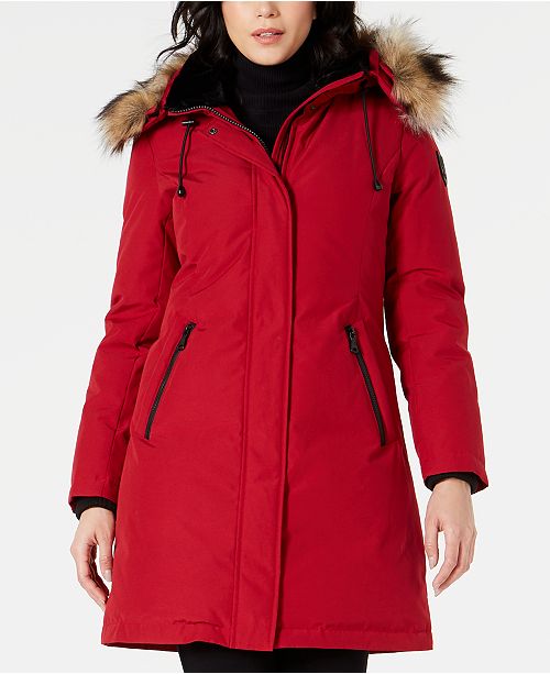Petite Hooded Faux Fur Trim Parka Created For Macy S