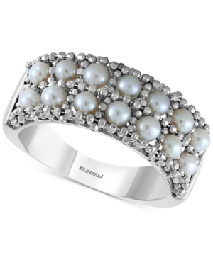 image of Effy Cultured Freshwater Pearl (3-1/2mm) Cluster Ring in Sterling Silver