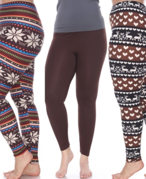 White Mark Pack of 3 Plus Size Leggings