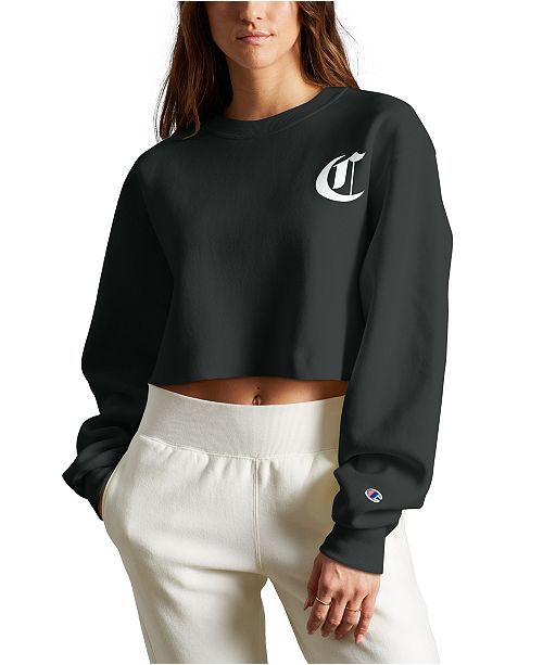 Champion Women S Reverse Weave Logo Cropped Sweatshirt