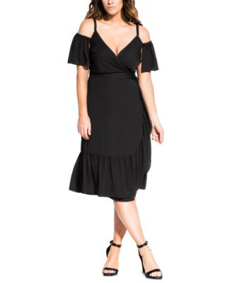 CITY CHIC Trendy Plus Size Off-Shoulder Wrap Dress