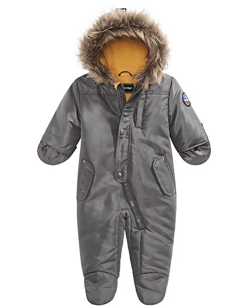 S Rothschild Co Baby Boys Hooded Footed Pram With Faux Fur Trim