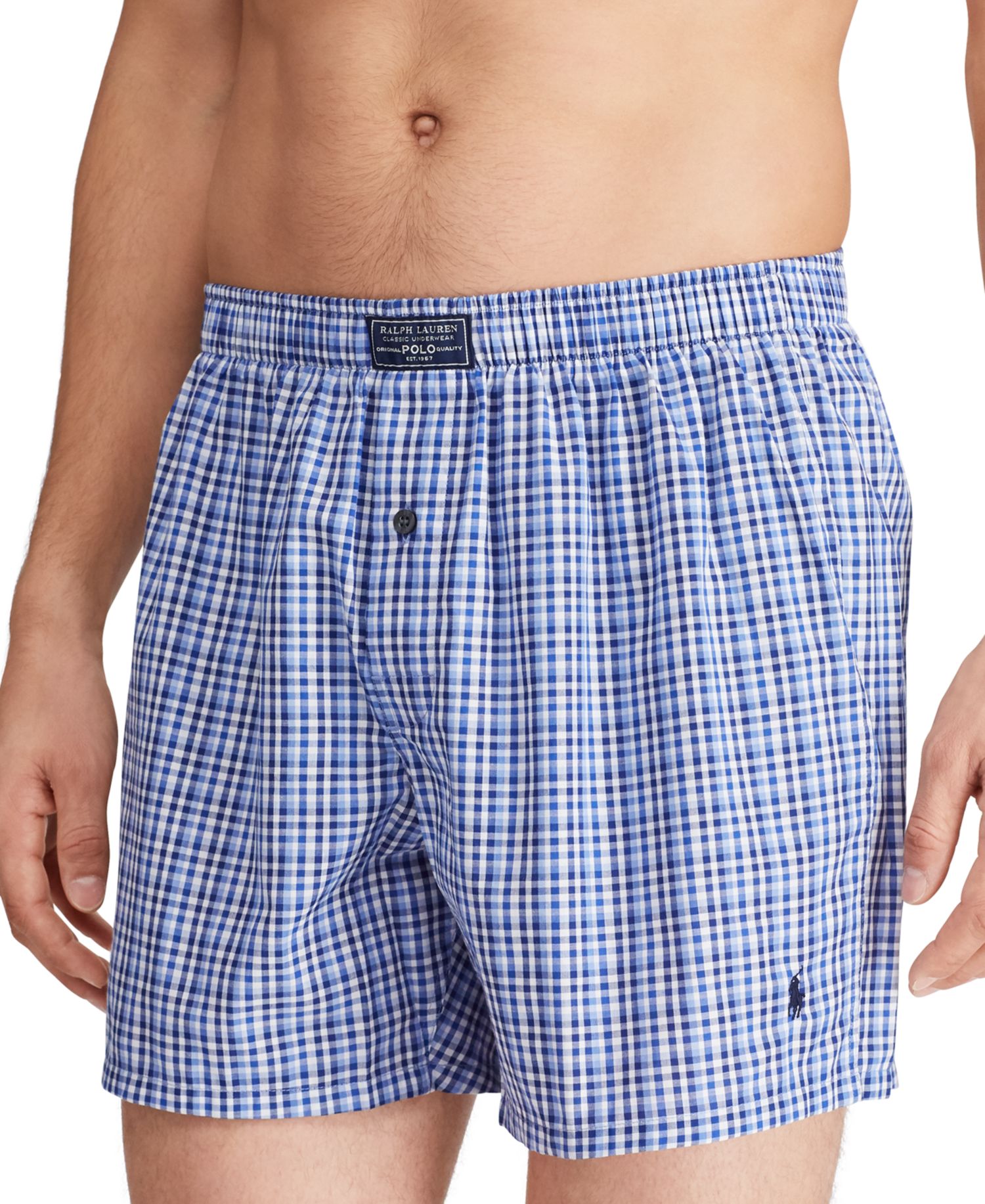 Men's Plaid Single-Button Fly Boxers