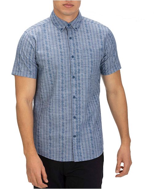 Hurley Men S Tailored Fit Stamps 2 0 Print Short Sleeve Shirt