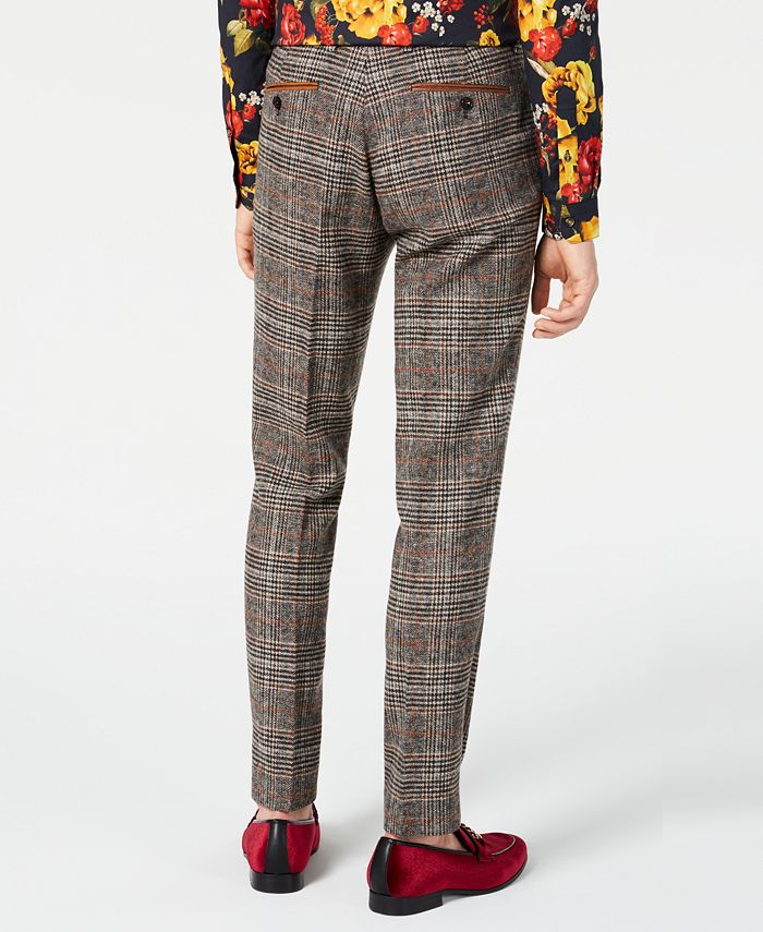 mens yellow plaid dress pants