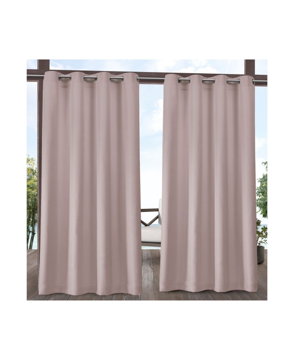 Delano Heavyweight Textured Indoor/Outdoor Grommet Top Curtain Panel Pair, 54" x 84" - Natural