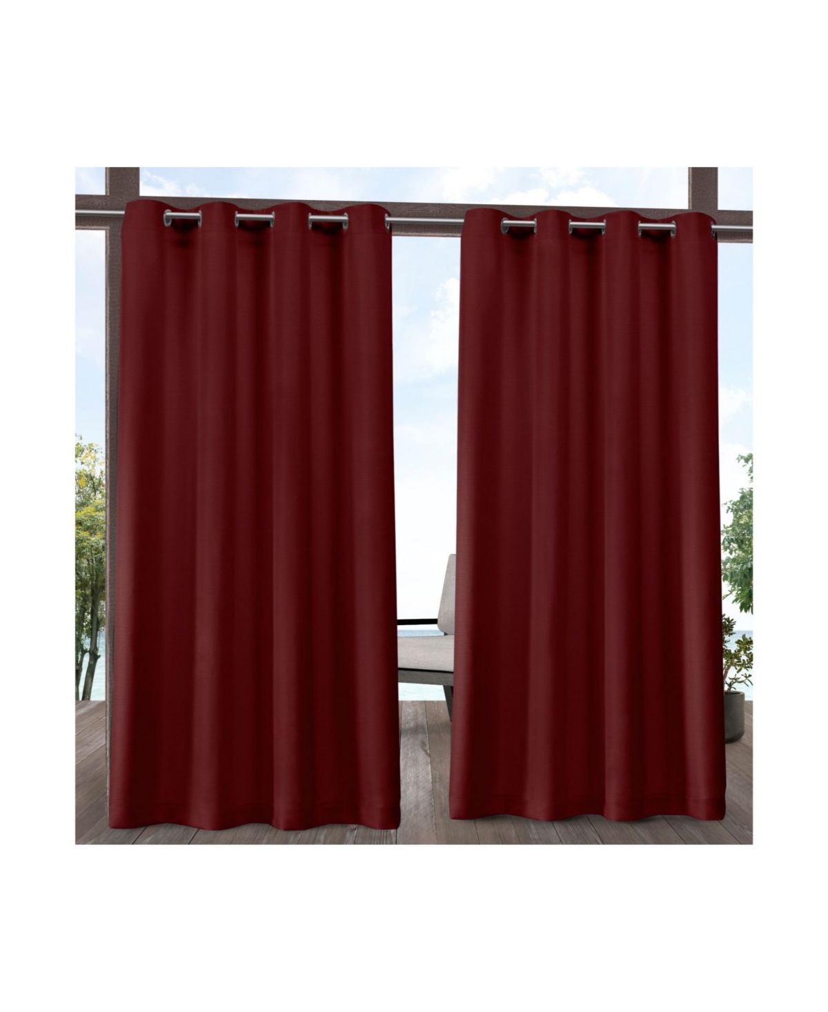 Delano Heavyweight Textured Indoor/Outdoor Grommet Top Curtain Panel Pair, 54" x 84" - Natural