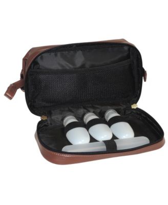 Dopp Herren Reise-Set Aus Kunstleder | Jumbo Größe, Mit 3 TSA-Flaschen & Netztasche – Schwarz