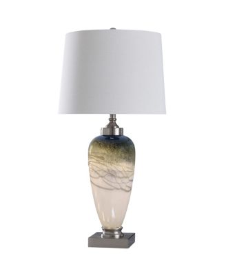 StyleCraft Home Collection - Elstree 35in Glass Body and Metal Base Table Lamp with LED Night Light in Base