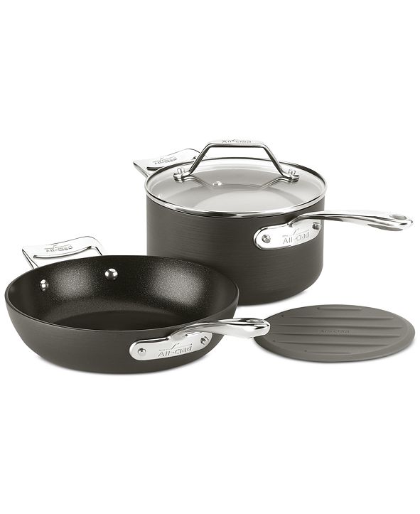 AllClad Essentials Nonstick 10.5" Fry Pan and 4Qt. Covered Saucepan Set & Reviews Cookware