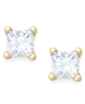 Princess-Cut Diamond Stud Earrings in 10k White or Yellow Gold (1/6 ct tw)