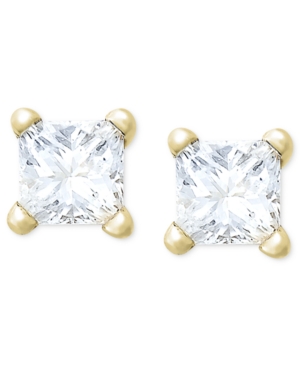 Princess-Cut Diamond Stud Earrings in 10k Yellow or White Gold (1/4 ct tw)